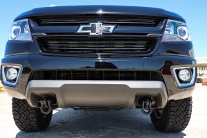 Chevrolet Colorado Tow Hook to Shackle Conversion Kit - Front - Rough Country - D-Ring Combo - Black - '15-'22